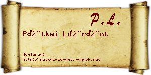 Pátkai Lóránt névjegykártya