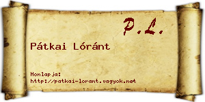 Pátkai Lóránt névjegykártya